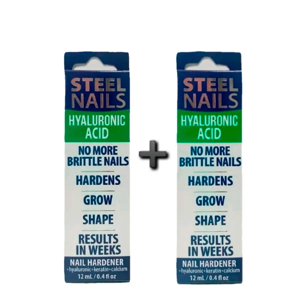 2 Pack Uñas De Acero. Steel Nails Hardener with Hyaluronic Acid 0.4oz Base Coat sohochic