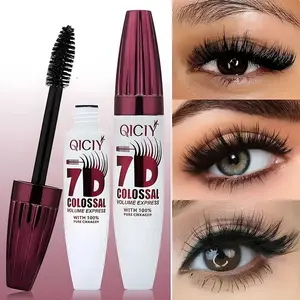Lengthening 7D silk fiber mascara, naturally long, naturally voluminous, 7D mascara - extends long black Volume Lash, Eyelash, eye makeup, curling and shaping, suitable for all skin types, smudge-proof formula, long-lasting curling mascara