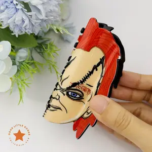 The Stitched Face Doll  Hair Claw – Double-Sided Durable Plastic Clip for Women & Girls, Fun Horror Character Durable Plastic for Women & Girls, Casual Design, Premium Hair Accessory for Her, Bestie, BFF, Back to School