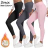 Women's 3/6-Pack High-Waisted Fleece-Lined Thermal Leggings - Tummy Control, Body Shaping, Thick Velvet, Super Soft, Minimalist Basic, Cute, Fitted, Casual Cold Winter Bottoms for Wardrobe, Party