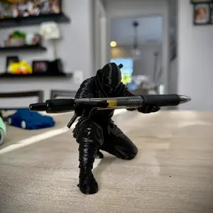 Cartoon Black Samurai Desktop Storage Ornament, 3D Printed Ninja Personalized Creative Decorative Figurine for Home Office Desk, Statue Ornament, Creative Desktop Decoration