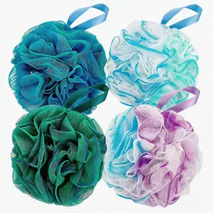 4 Pack 75g Loofah Sponge Shower Mesh Balls Body Scrubber Exfoliator Back Scrubbers for Men Women Bathroom Lightweight & Stylish Accessory