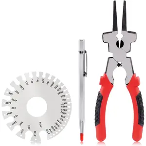 8" 6 Function MIG Welding Pliers, Dual-Sided Gage Standard Metal Gauge Measurement and Tungsten Carbide Scriber for Metal Sheet (3 Pack)