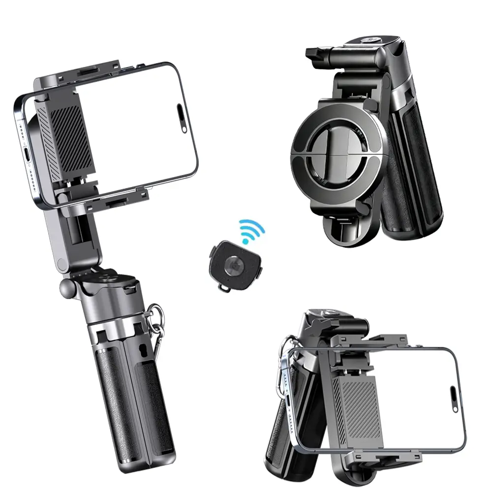 2-in-1 Magnetic-Clamp Mini Selfie Stick (No Light) - 360° Rotatable, Wireless Bluetooth Control, Compact Portable Anti-Shake Stabilizer, Magnetic Grip Phone Stand, Multi-Angle Smartphone Accessory for Selfies, Video Recording, Christmas, Accessories, Cell
