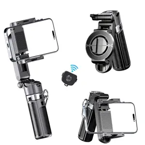 2-in-1 Magnetic-Clamp Mini Selfie Stick (No Light) - 360° Rotatable, Wireless Bluetooth Control, Compact Portable Anti-Shake Stabilizer, Magnetic Grip Phone Stand, Multi-Angle Smartphone Accessory for Selfies, Video Recording, Christmas, Accessories, Cell