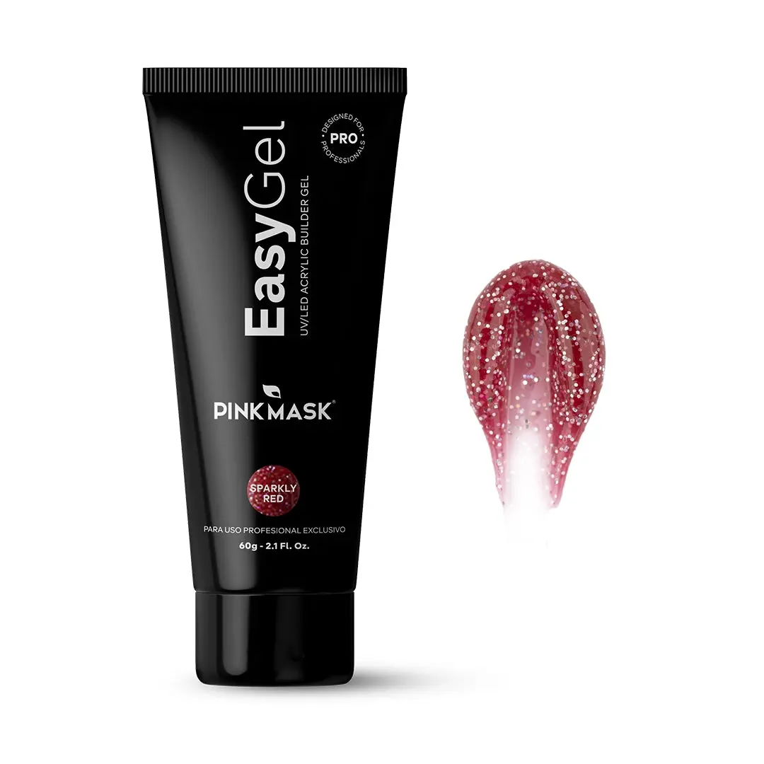 Sparkly Red Shimmer Polygel Builder Gel, 2 oz - Hema-Free, Odorless & Cruelty-Free Soak Off Formula for Durable 3D Nail Extensions, Manicure, French Tip, Nail Polish, Glitter, Flawless, Polygel Nails