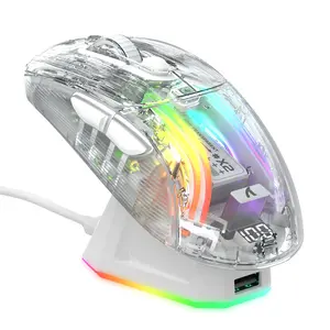 Wireless Gaming Mouse with RGB Charging Dock, Tri-mode PC Gaming Mouse, Noiseless Mouse with RGB Backlit, Computer Accessories