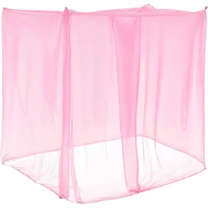 4 Corners Net for Mosquiteros para Camas Bed Canopies Netting Bed Drapes Rectangular Mesh for Camping Home Travel(Pink,L75 X W59 X H67 Inch,1 Opening)