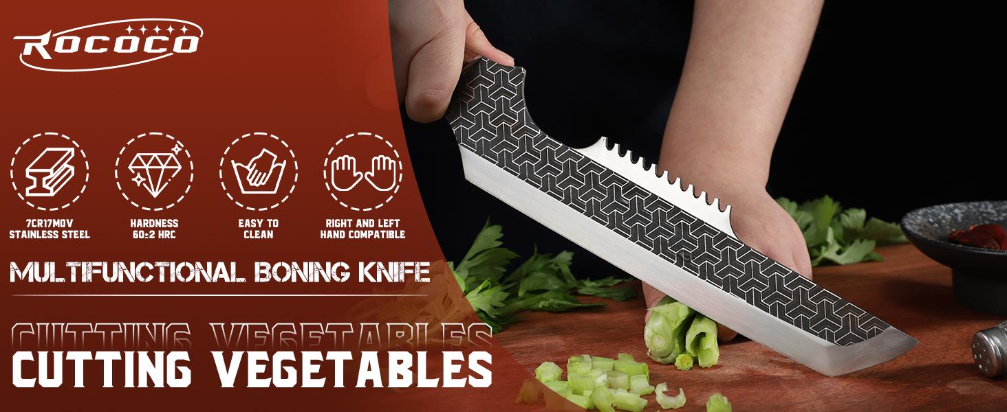 ROCOCO Meat Cleaver Knife Heavy Duty Butcher Knife for Meat Cutting Forged Cleaver Knife, Idea Gift for Father and Mother