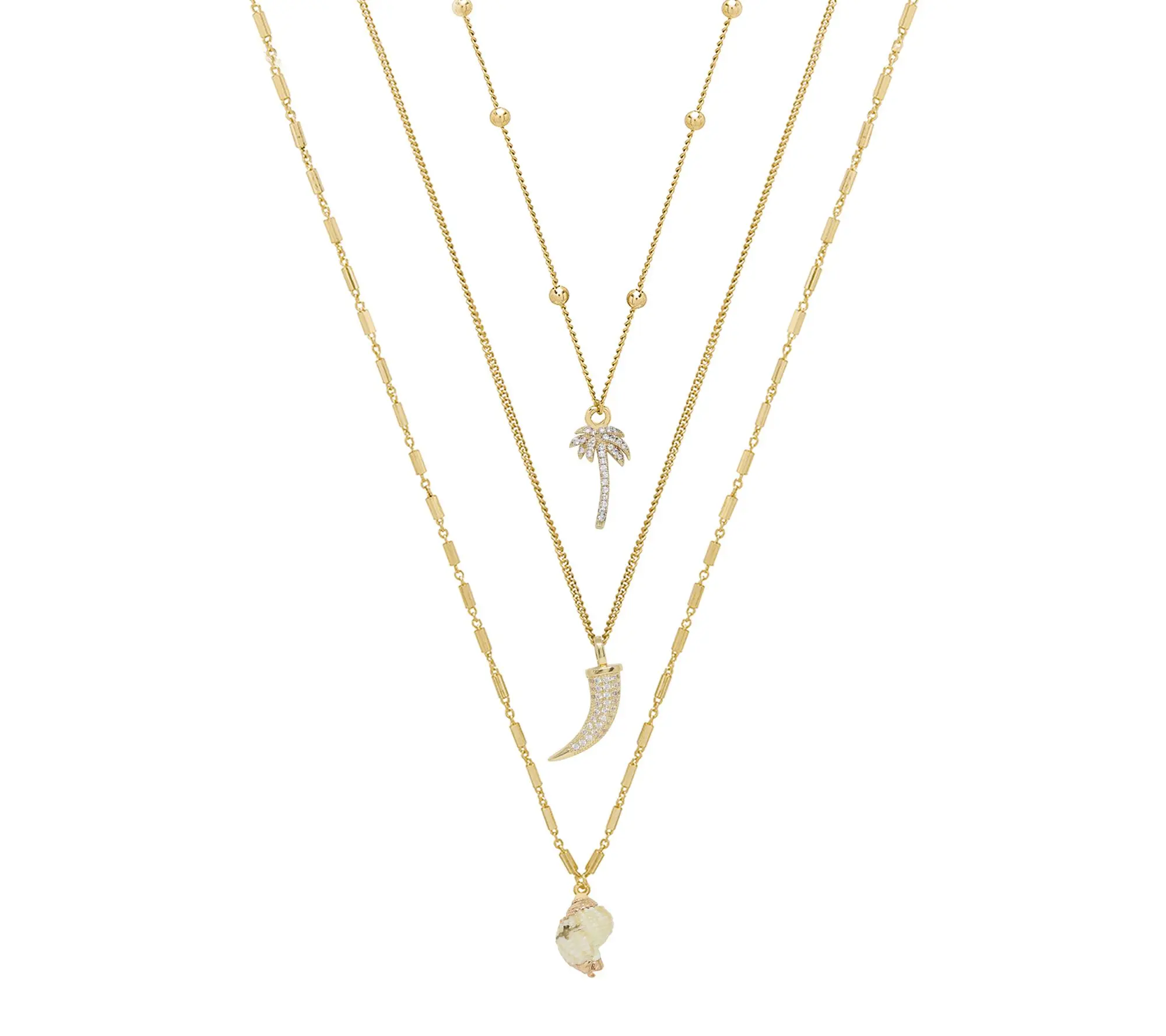 Ettika In the Tropics Sea Shell Triple NecklaceSet