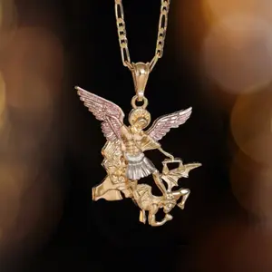 Elegant fashion bronze alloy Saint Michael San Miguel pendant necklace, suitable for Mother's Day/Valentine's Day, couples, best friends, casual and holiday wear, prayer
