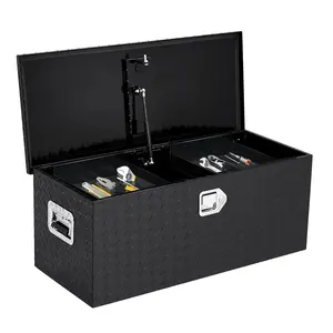 Heavy Duty Aluminum Truck Bed Tool Box, Waterproof and Lockable Storage Chest with Gas Strut Lid and Side Handles for Pickup Beds, RVs, and Trailers