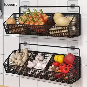 Wall Mounted Kitchen, Multi-purpose Hanging Storage Rack, Hanging Baskets for Garlic, Onions & Vegetables, Durable Shelf Bins for Bathroom, Organiser