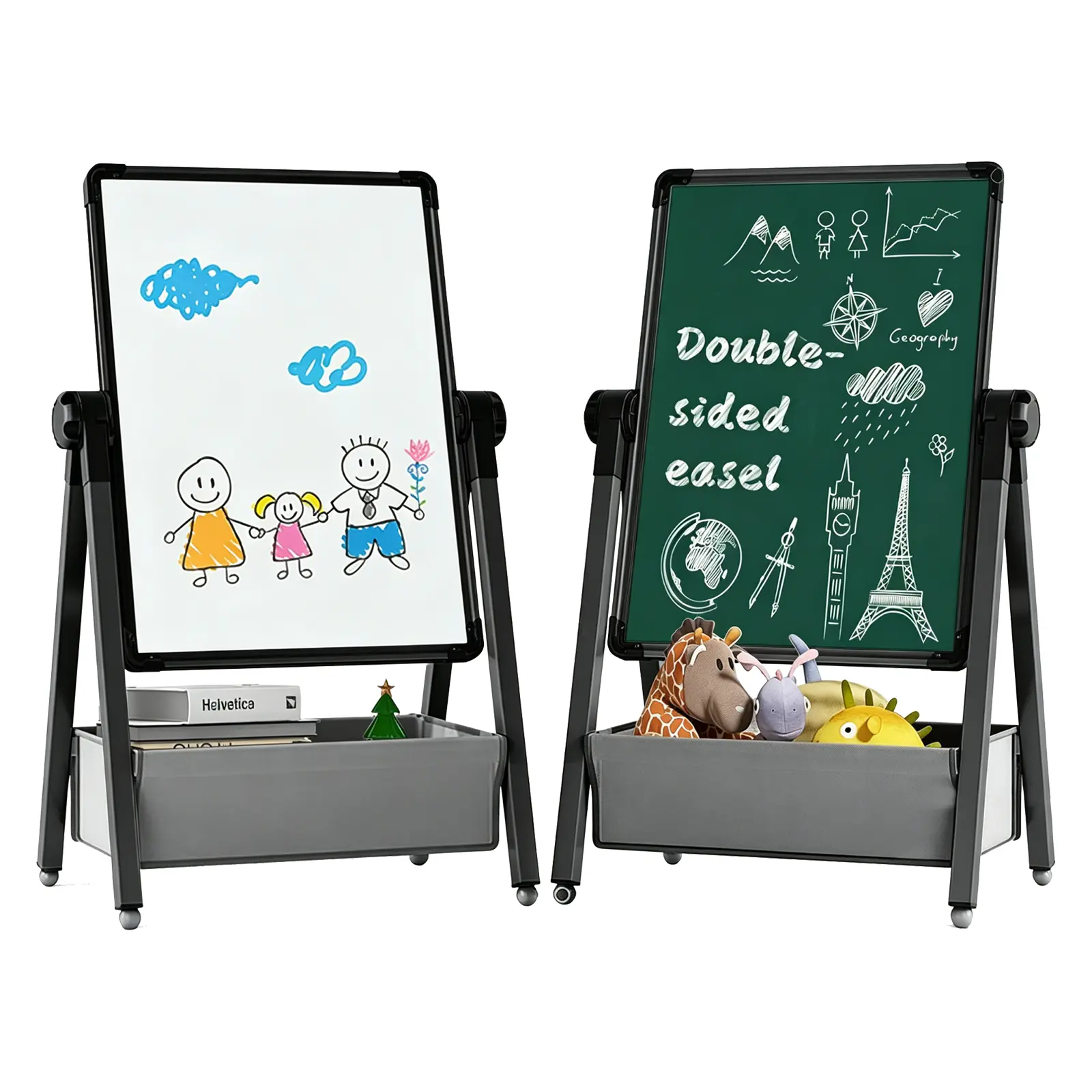 Art Easel for Kids, Double Sided Kids Easel Drawing Board, Whiteboard & Chalkboard  for Kids Toys, 360°Rotating Adjustable #tiktokshopsummersale