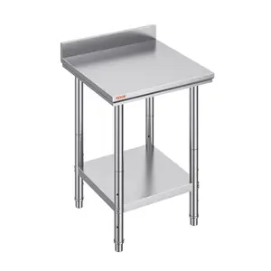 VEVOR 24 x 24 x 35 Inch Stainless Steel Work Table, Commercial Food Prep Worktable Heavy Duty Prep Worktable, Metal Work Table with Adjustable Height for Restaurant, Home and Hotel