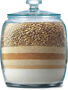 AVOCADO GOODS 2.5 Gallon Large Glass Storage Jar with Lid, Bulk Grain Pantry Storage Jars with Lids for Kitchen Storage of Flour, Rice, Beans, Cookies - Large Glass Jar with Lid & Wide Mouth Opening
