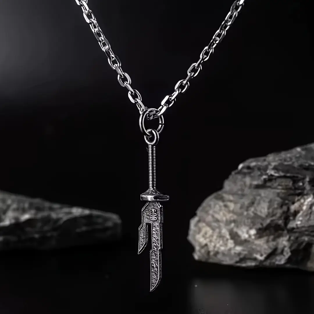 Fantasy Sword Pendant Necklace, Anime-Inspired Stainless Steel Sword Charm Necklace, Cosplay Jewelry Gift for Men and Women