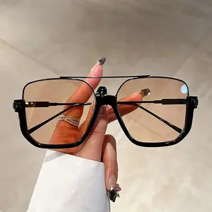 Retro Aviator Sunglasses for Women Mens Large Frame Classic Vintage Sun Glasses Aviators, Square Double Bridge Pilot Sun Glasses, Fashionable Sunglasses Men Women for Outdoor Activities
