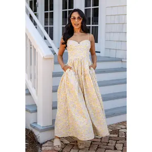 Sunlit Meadow Cream Floral Midi Dress