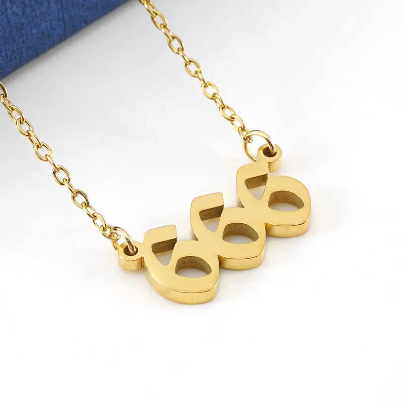 Gold Angel Number Necklace for Her - 111,222,333,444,555,666,777,888,999 Jewellery Pendant, Spiritual Numerology Minimalist Fashion Accessory, Perfect Gift, Spiritual Jewelry