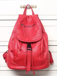 Soft Leather Drawstring Backpack, Casual Style, Multiple Compartments, Large Capacity, Ideal for Students and Commuters, Travel Bag