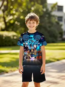 Boy's Roblox Number 67 Set, Casual Set, Summer Clothing Set, Summer Cool Short Sleeve Shorts, Fashion Outdoor Sports, Birthday Gift, Holiday Gift
