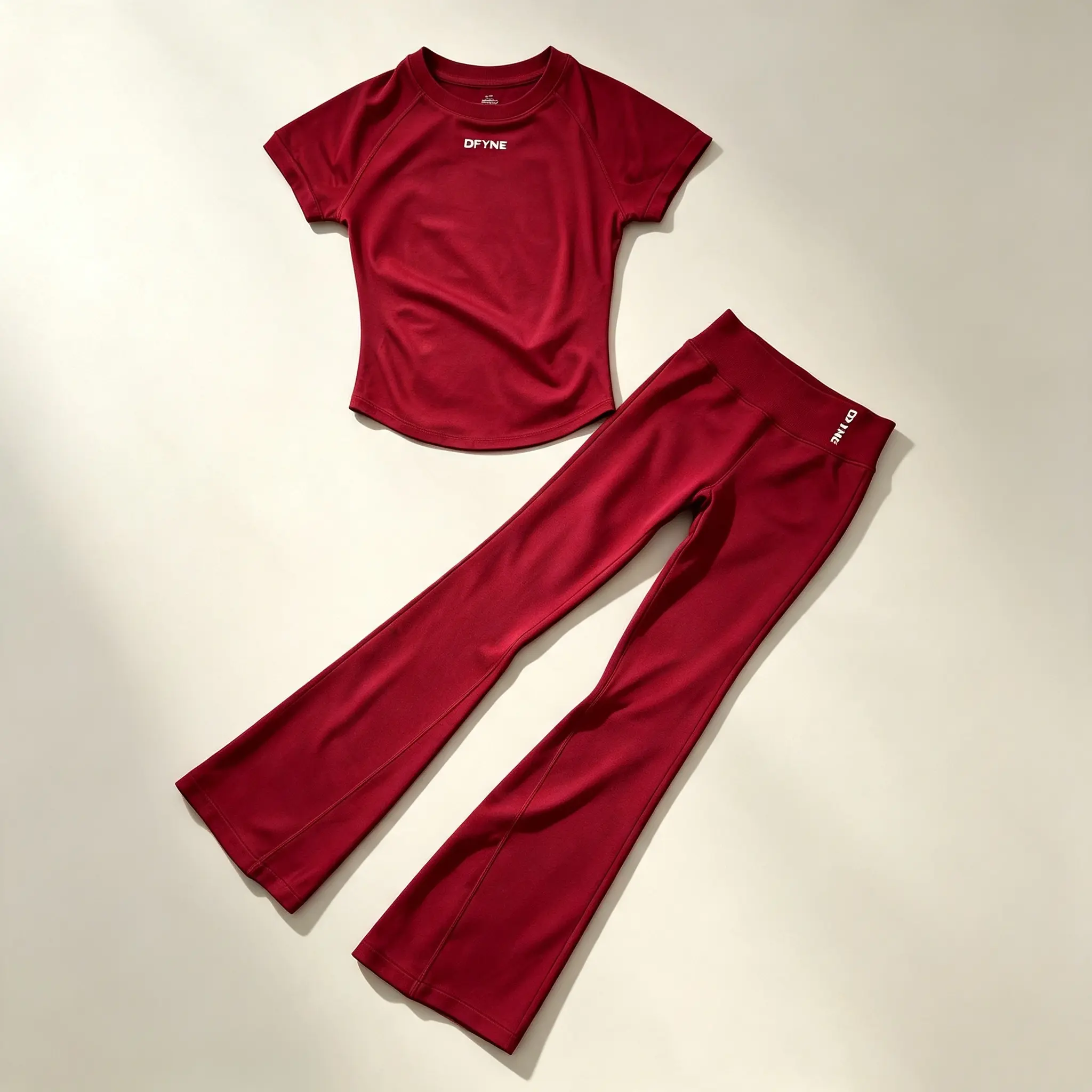 DFYNE Women's Seamless 2-Piece Workout Set - Crew Neck Short Sleeve Crop Top & High Waisted Ruched Flare Yoga Pants, Quick Dry Naked Feel Female Outfit for Gym, Pilates