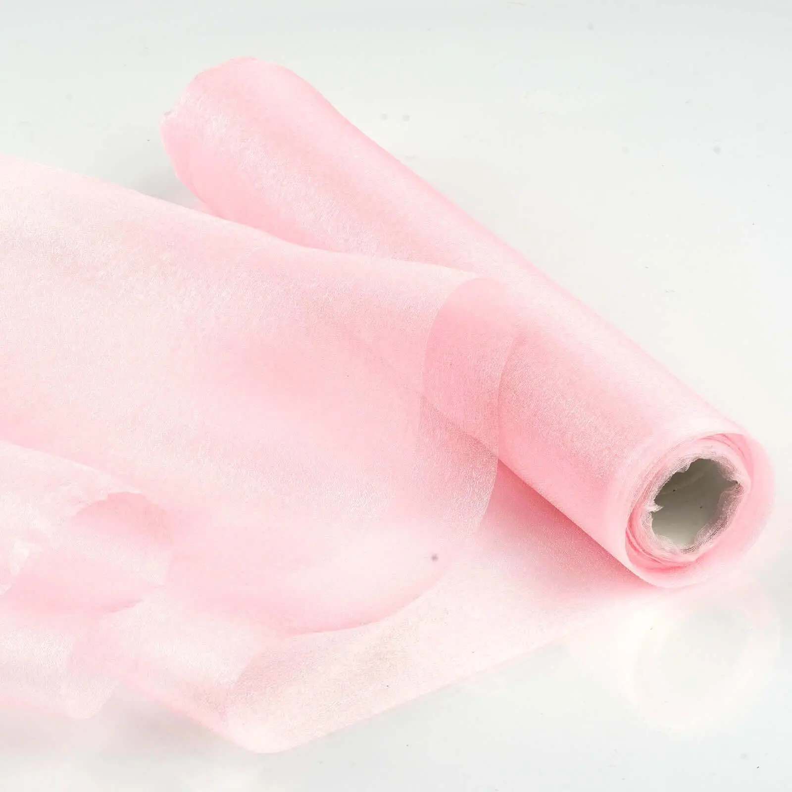 Pink Sheer Chiffon Fabric Roll - 12in x 10yd Lightweight Draping Chiffon Material Bolt for DIY Crafts, Table Decor, Costume Gowns, Wall Accents