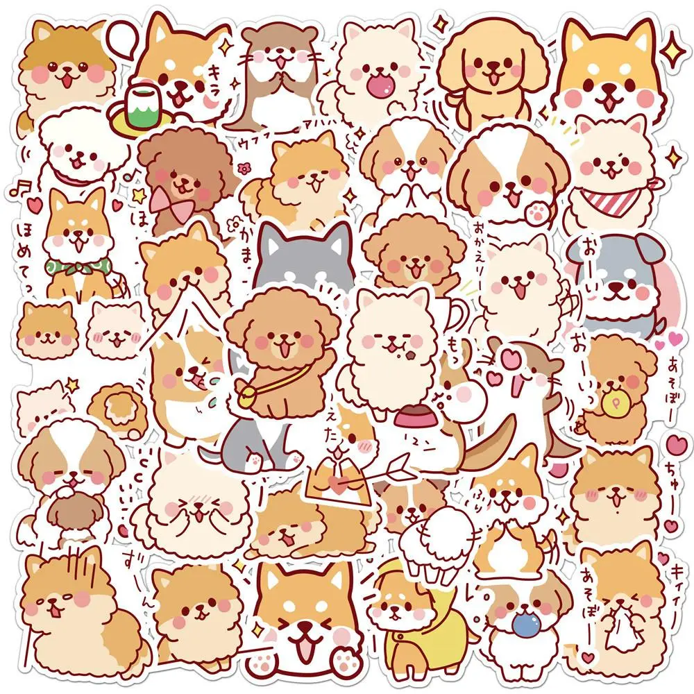 Fluffy Dog Series Naughty Stickers, 50pcs/set Cartoon Mixed Pattern Decorative Graffiti Stickers, Cartoon Anime Naughty Stickers, DIY Creative Fun Toy for Boys & Girls, Funny Stickers, Sticker Packs, Sticker Sheets