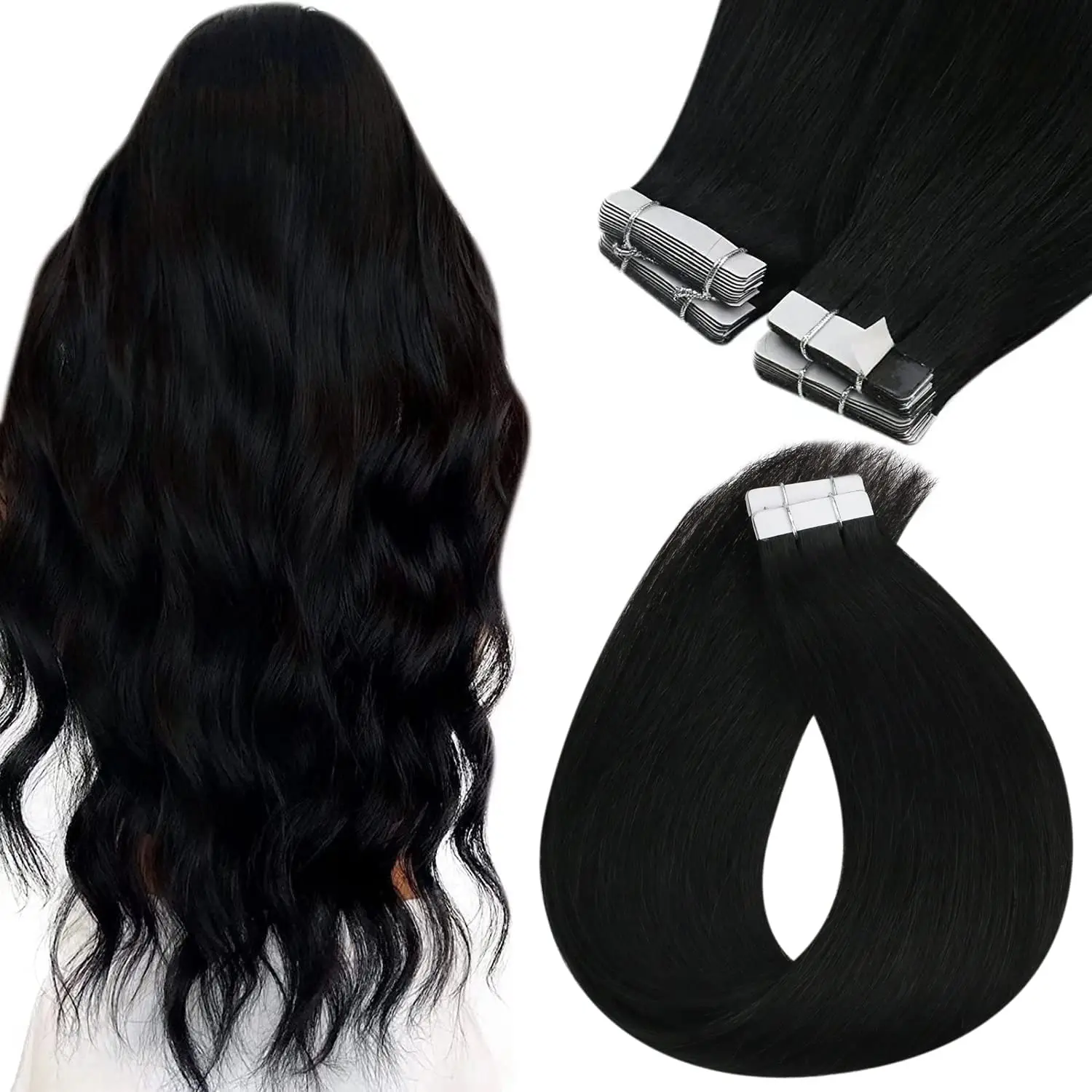 【12inch-28inch】Ve Sunny Tape in Hair extension 50G/20PCS - Hot Color Real Human Hair invisible Tape Natural Straight