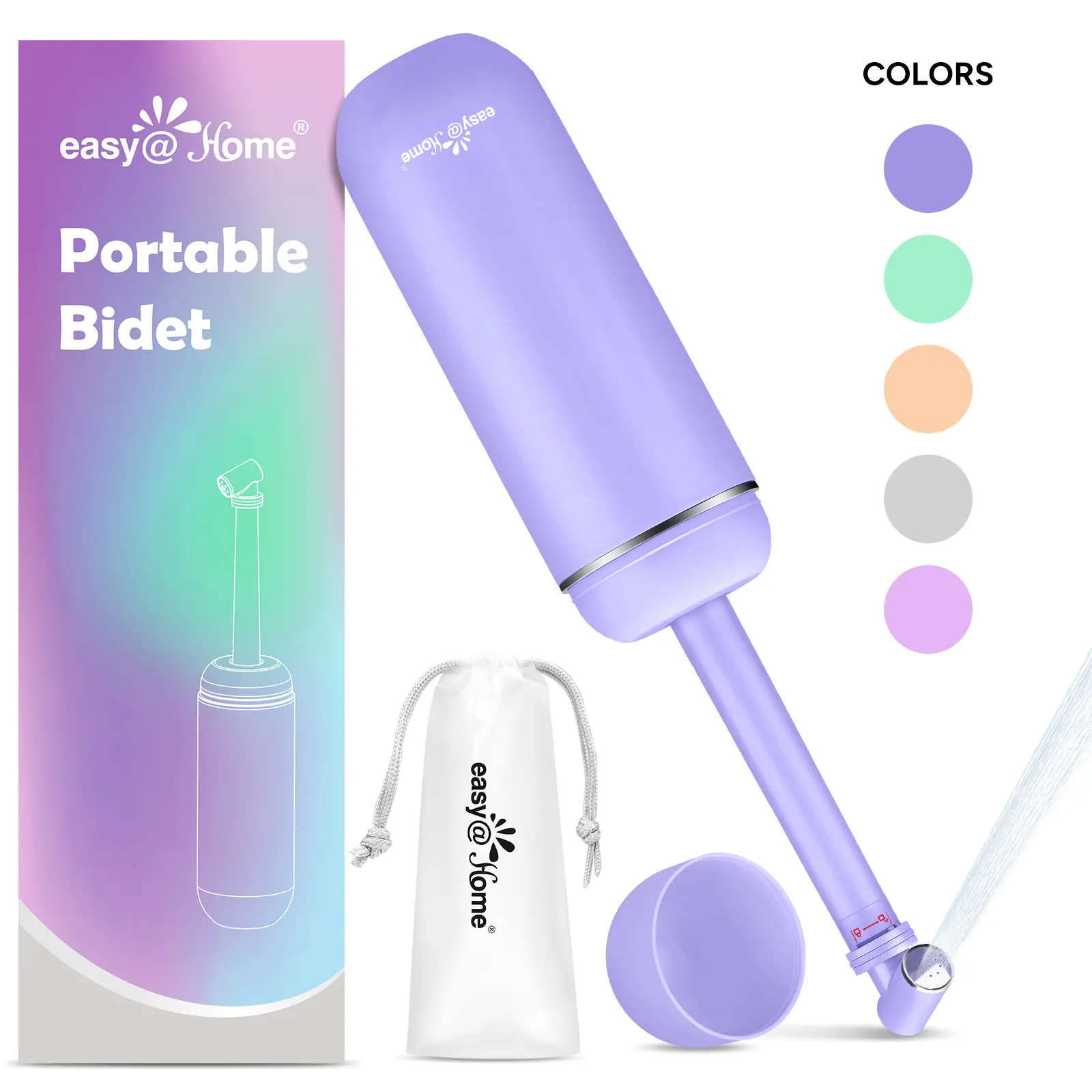 Easy@Home Portable Bidet for Personal Hygiene & Travel: Manual Squeeze, Battery-Free, Handheld Peri Bottle, 380ml Leakproof