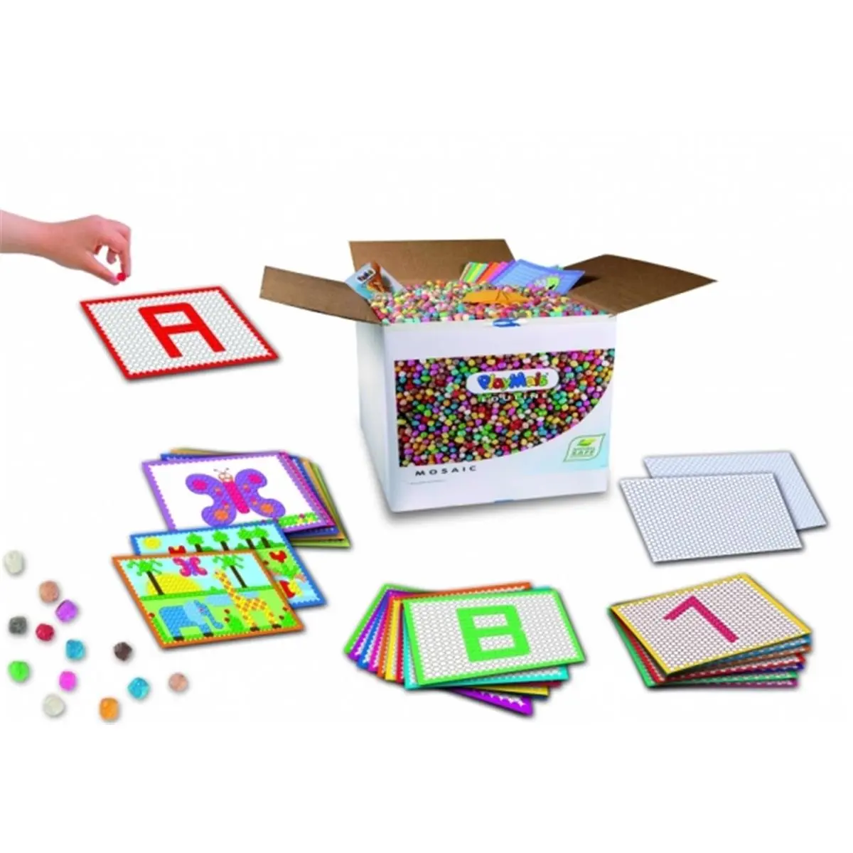 PlayMais Eduline Mosaic Crafting Cat Toy - 3 lbs Eco-Friendly, Harmless Interactive Toy with Biodegradable Dye, Food Coloring, Alphabetic, Numeric, Geometric Templates (8" h x 12" w x 12" l)