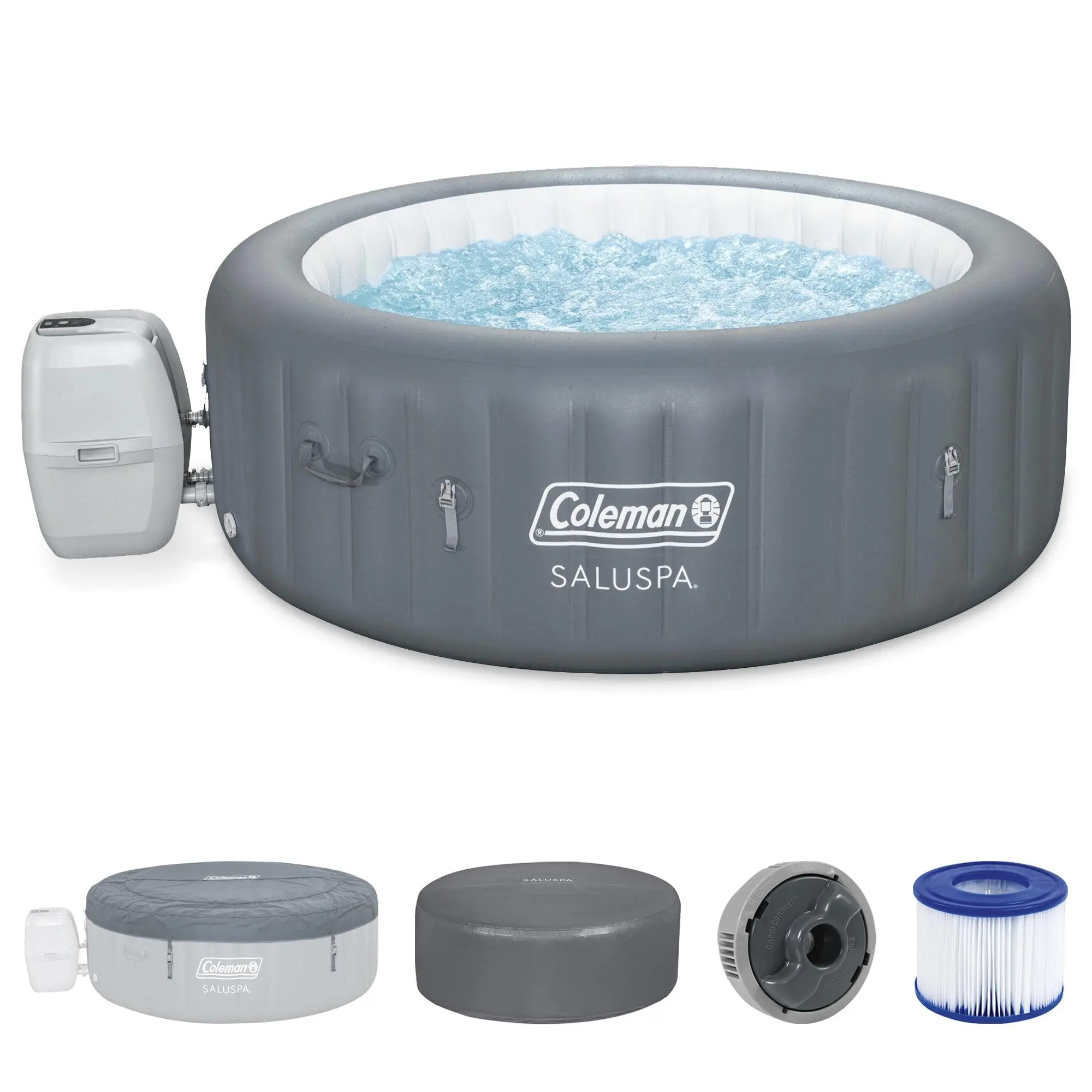 Coleman Palm Springs 6 Person EnergySense Smart AirJet Plus Inflatable Hot Tub