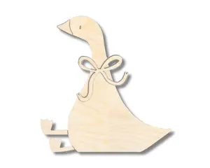 Unfinished Wood Layered and Etched Sitting Goose Shelf Sitter | 2pc | 8" Tall | 1/2" & 1/4"  Wood | Wood Craft DIY