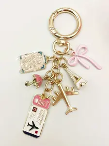 Elegant Butterfly-Shaped Travel Keychain Pendant, Bag Charm Keychain, Oil-Drop Plane Design, Custom Decorations Like Luggage Tags & Passport Holder, Stylish Keychain