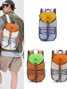 2026 New Colorblock Outdoor Hiking Backpack, Lightweight Breathable Nylon Shoulder Bag, Student Commute Trekking Dual-Use Backpack