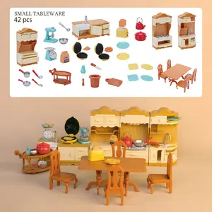 42 pcs Dollhouse Furniture Set for Kids,  Miniature Dollhouse Refrigerator Toy- Miniature Kitchen Toy Set with Fridge Washing Machine Accessories - Educational Pretend Play Toys for Toddler - Safe ABS Material - Realistic Designs for Imaginative Play