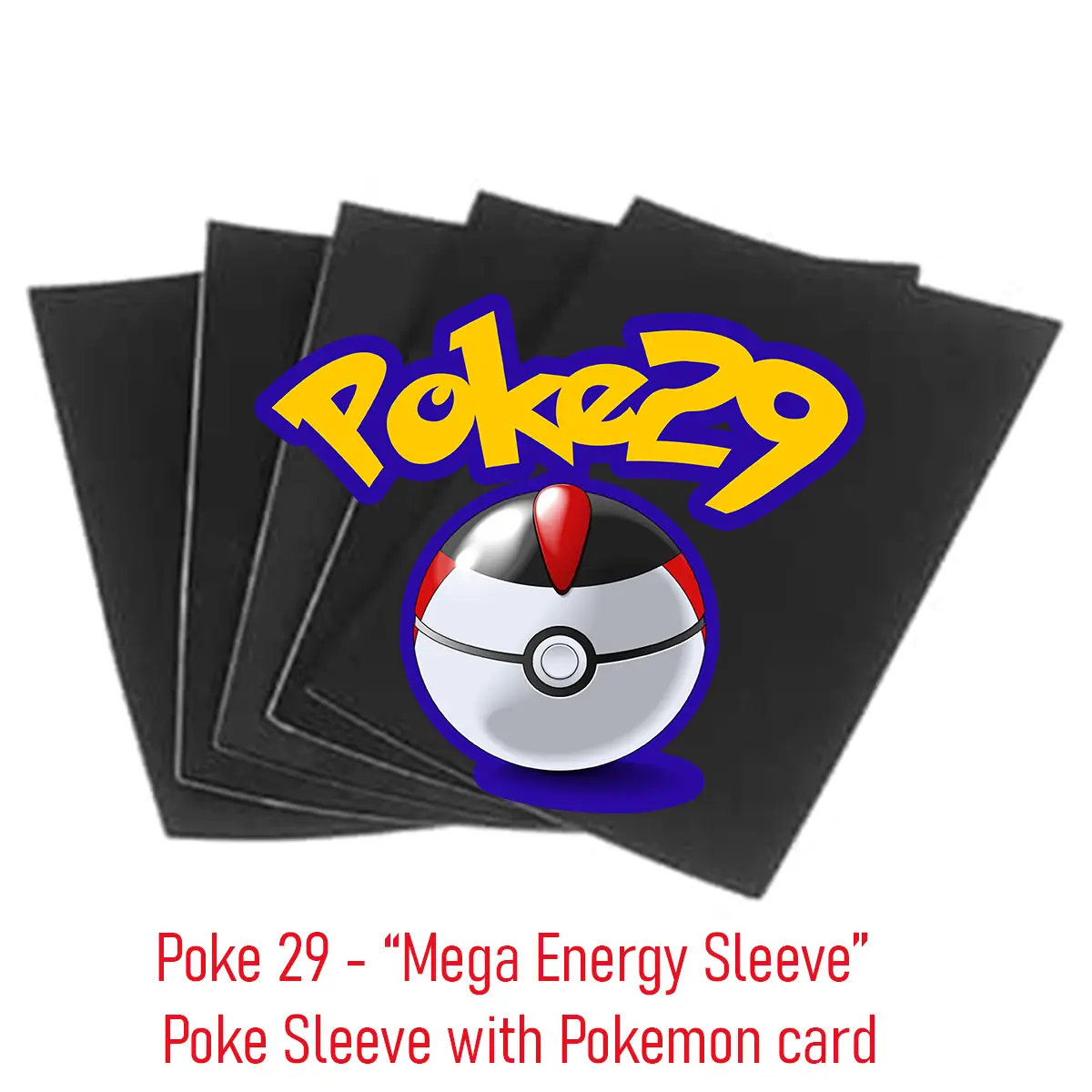 Poke29 "Mega Energy sleeves " pull! 10 Durable Card Sleeve 66mm x 99mm and single tcg Pokemon card!