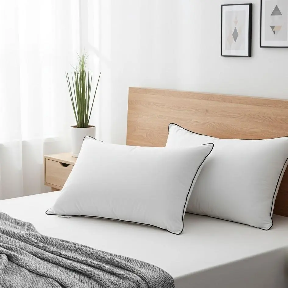 Standard Bed Pillows Set of 2 - Ultra-Supportive Cooling Pillows for Side & Back Sleepers, Premium Polyester Fiber Fill Down Alternative.Hotel Collection Luxury, Cooling Bedding, Anti-Allergic, Anti-Dust Mite