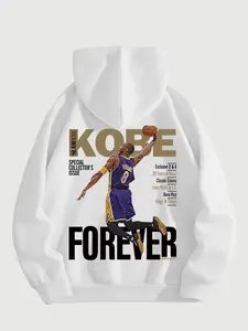 Kobe Bryant 8 Jersey Print Graphic Hoodie, Trendy and Nostalgic, Loose Fit Comfortable, Casual Daily Wear, Outdoor Activities, Street Style