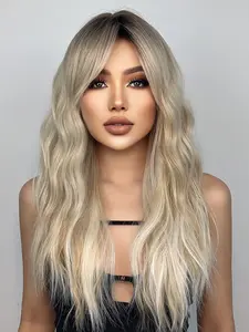 24 Inch Gold Highlights Long Curly Wig, Natural Smooth Layers, Fashionable Look, Suitable for Any Occasion, Daily Wear