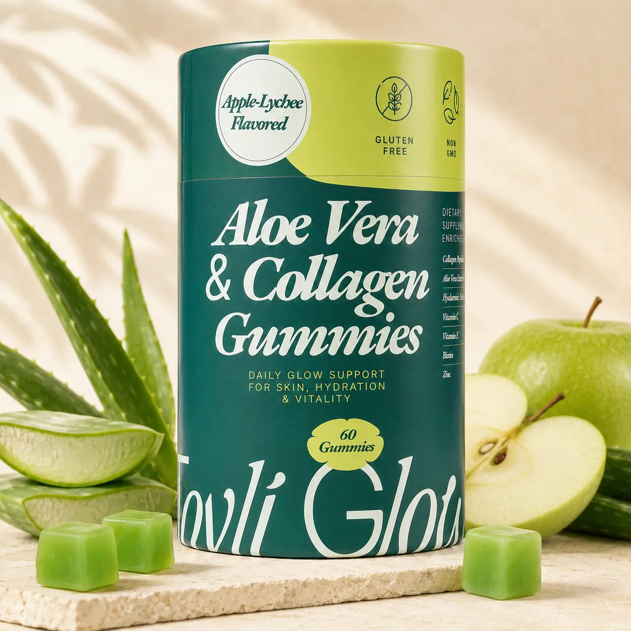 Tovli Glow Aloe Vera & Collagen Gummies - 60 Gummies