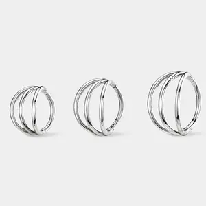 Oufer 20G Triple Layers Nostril Nose Piercing Hoop Ring 316L Stainless Steel Hinged Segment Nose Ring