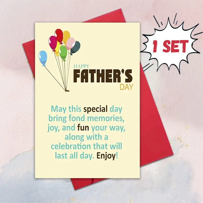Warm Father's Day Wishes Card, Colorful Balloon Celebration Card, Cheerful Multicolor Greeting Card, Simple Pastel Style Father's Day Gift, Heartfelt Joy & Fun Wishes Card