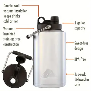 Ozark Trail 1-Gallon Insulated Stainless-Steel Water Jug, Silver