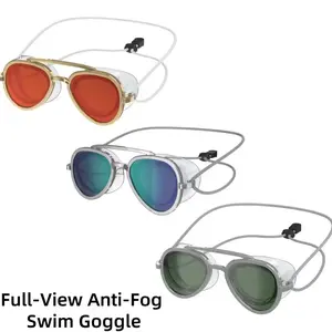Unisex Aviator Goggles for Swimming, Mirrored Silicone Lens with Anti-Fog, UVA/UVB Protection & 180° Panoramic View, Mirrored Goggles Swim Glasses swim goggles safety glasses for men