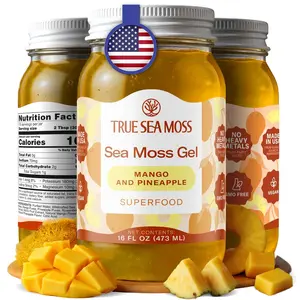 BIG SALE 2026!!! TrueSeaMoss Sea Moss Gel Mango Pineapple - Wildcrafted Seamoss Gel - 16 oz Glass Jar - Made in USA - Vegan - Non-GMO - Gluten-Free, Pack of 1 (Labels may Vary)