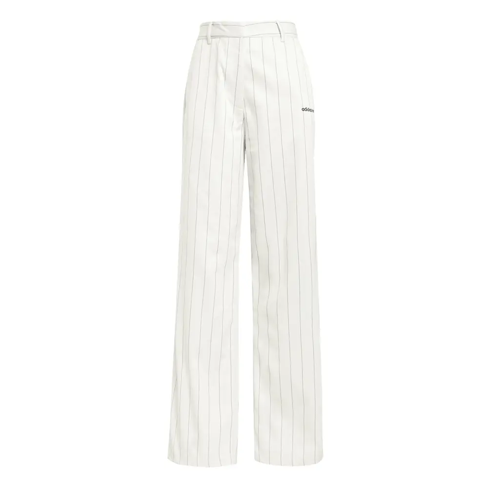 adidas Womens Pinstripe Twill Loose Trousers Casual - Off White