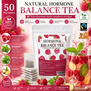 LVSEFOD Hormone Balance Herbal Tea 50 Tea Bags - Natural Menstrual Cycle Support, Spearmint Flavor, Caffeine-Free, Additive-Free, Healthy Women's Tea