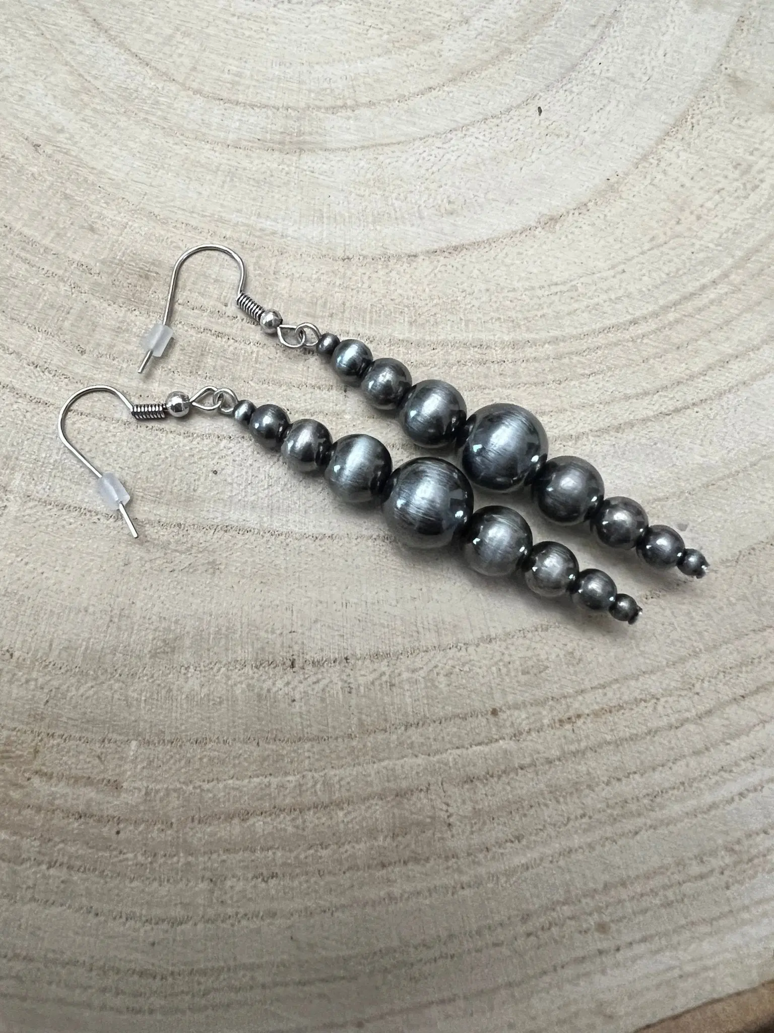 Western Graduated Faux Sterling Pearl Dangle Earrings — 2" Drop